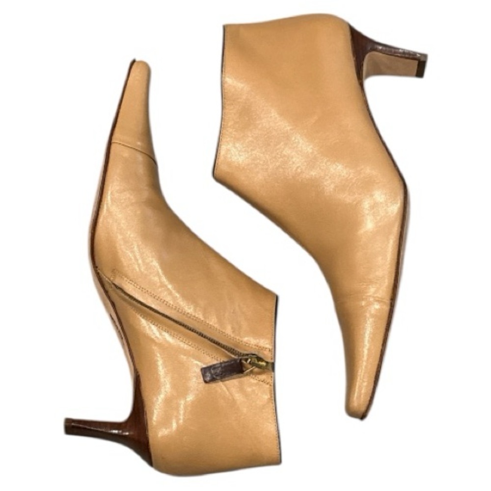 Vintage Kate Spade camel leather ankle bootie Mona elongated toe  9